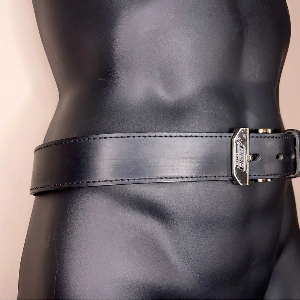 Size 36 Dickies Black Leather Belt Classic Silver Buckle